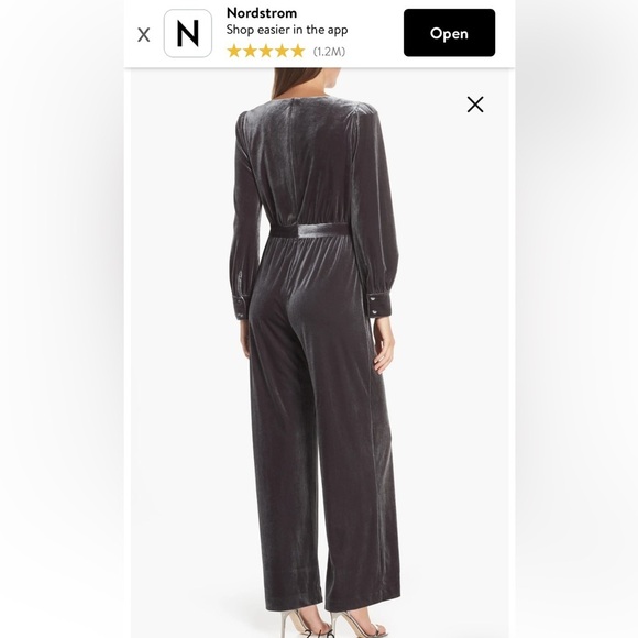 Eliza J Wrap Look Velvet Grey Pewter Jumpsuit - Picture 2 of 15